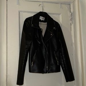 Women’s black biker faux leather jacket
